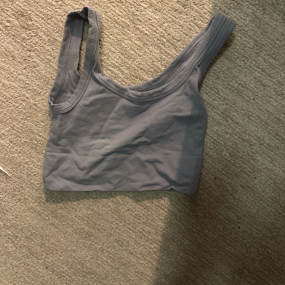 Free people blue Gray Ribbed Tank Top